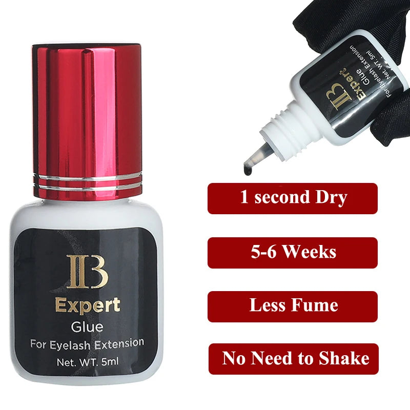 IB Ultra Clear & Black Eyelash Extension Glue (7 Types) – Super Bond, Fast-Drying, Long-Lasting Lash Adhesive