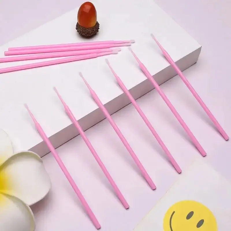 100pcs Disposable Pink Mascara Wands – Mini Eyelash Brushes for Lash Extension, Eyeliner Cleanup & Beauty Touch-Ups