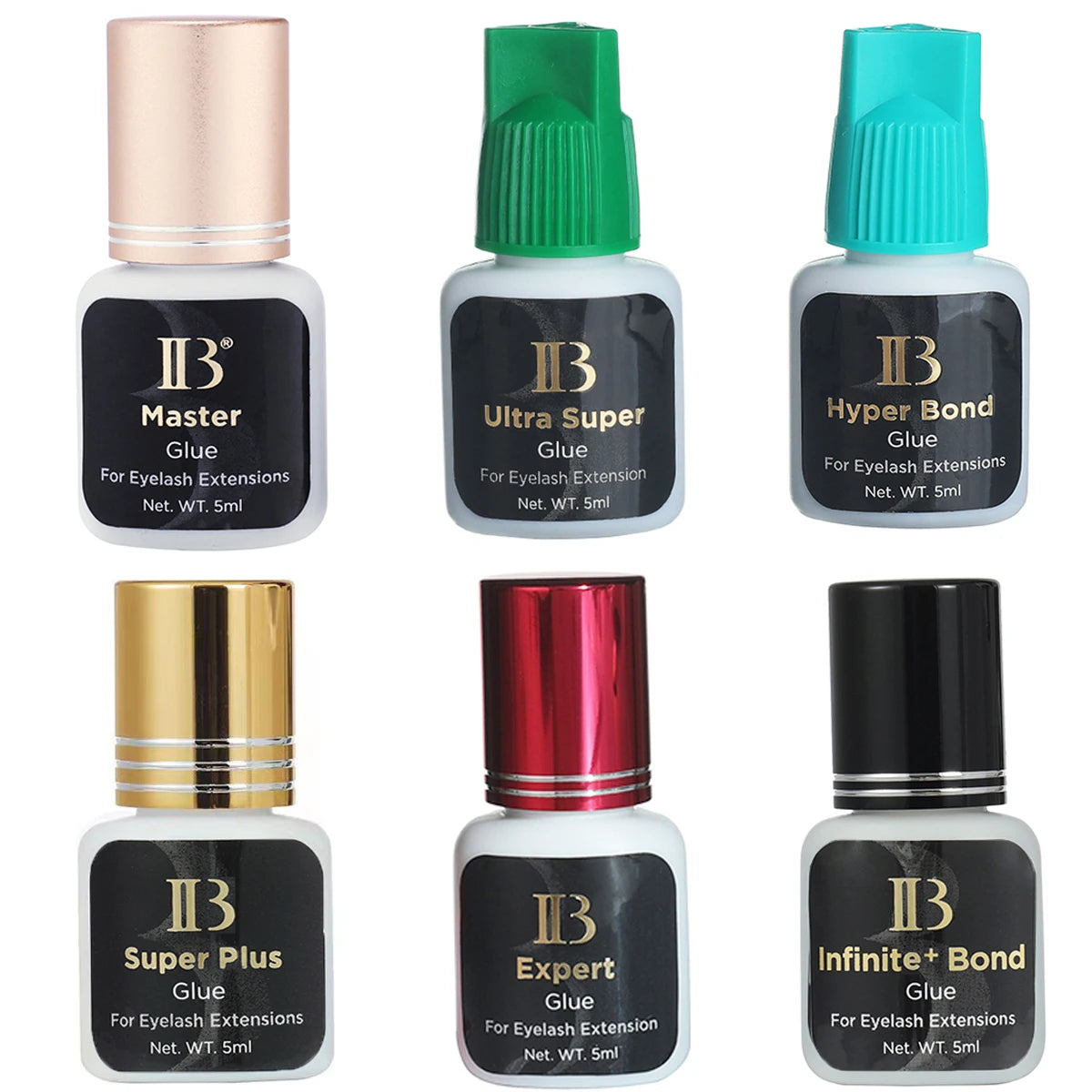 IB Ultra Clear & Black Eyelash Extension Glue (7 Types) – Super Bond, Fast-Drying, Long-Lasting Lash Adhesive