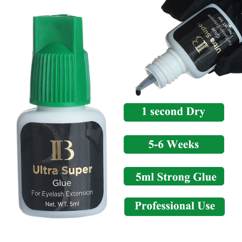 IB Ultra Clear & Black Eyelash Extension Glue (7 Types) – Super Bond, Fast-Drying, Long-Lasting Lash Adhesive