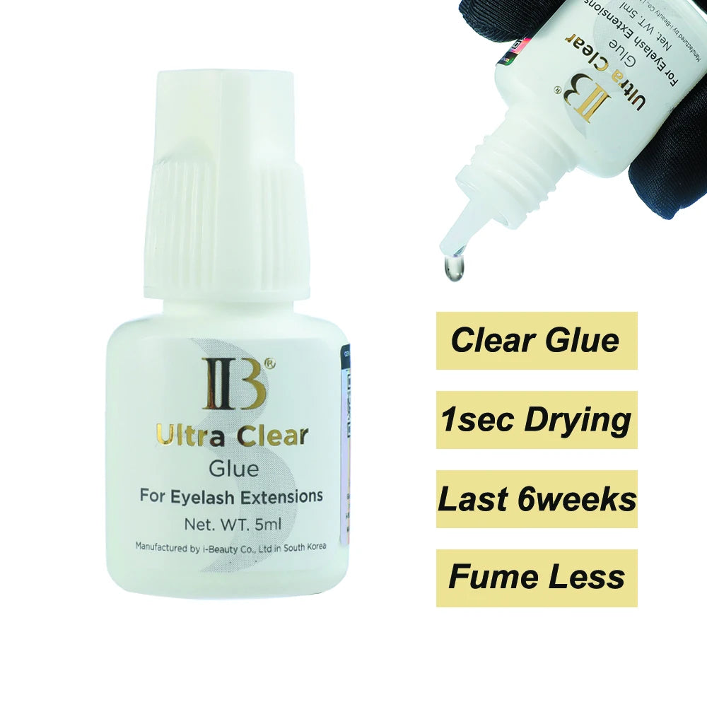 IB Ultra Clear & Black Eyelash Extension Glue (7 Types) – Super Bond, Fast-Drying, Long-Lasting Lash Adhesive