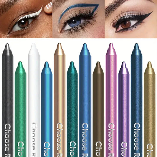 12-Color Waterproof Glitter Eyeliner Pencil Set – Smooth Application, Long-Lasting, Smudge-Proof, Bold & Shimmer Finish